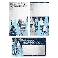 Silver Foil and Blue Christmas Tags – 75 Labels - Silver Peel and Stick Christmas Holiday Gift Wrap Tags – Blue Christmas Tree Themed Self Adhesive Silver Foil Stickers