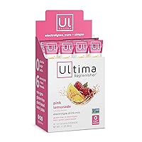Ultima Replenisher, Electrolyte Hydration Drink Mix, Pink Lemonade, 20 Count Stickpacks Box - Sugar Free, 0 Calories, 0 Carbs - Gluten-Free, Keto, Non-GMO, Vegan