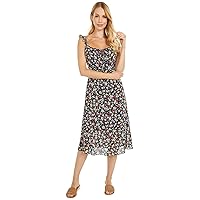 Cupcakes and Cashmere Women's Hailey Printed Midi Dress with Ruffle, Ink, 8