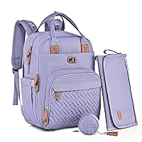 Dikaslon Diaper Bag Backpack with Portable Changing Pad, Pacifier Case and Stroller Straps, Large Unisex Baby Bags for Boys Girls, Multipurpose Travel Back Pack Moms Dads, Taro Purple