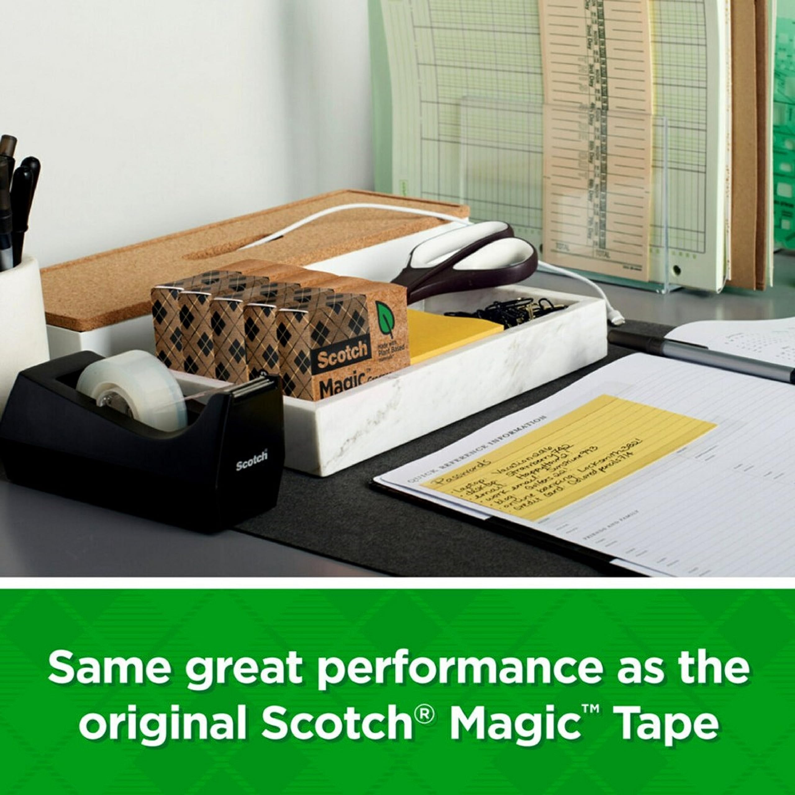 Scotch Magic Greener Tape, Invisible Tape for Fixing Paper, Office Supplies and Back to School Supplies, 0.75 in .x 900 in., 12 Rolls