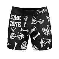 Crazy Dog T-Shirts Mens Funny Boxers Bone Zone Sarcastic Skeleton Graphic Underwear For Men