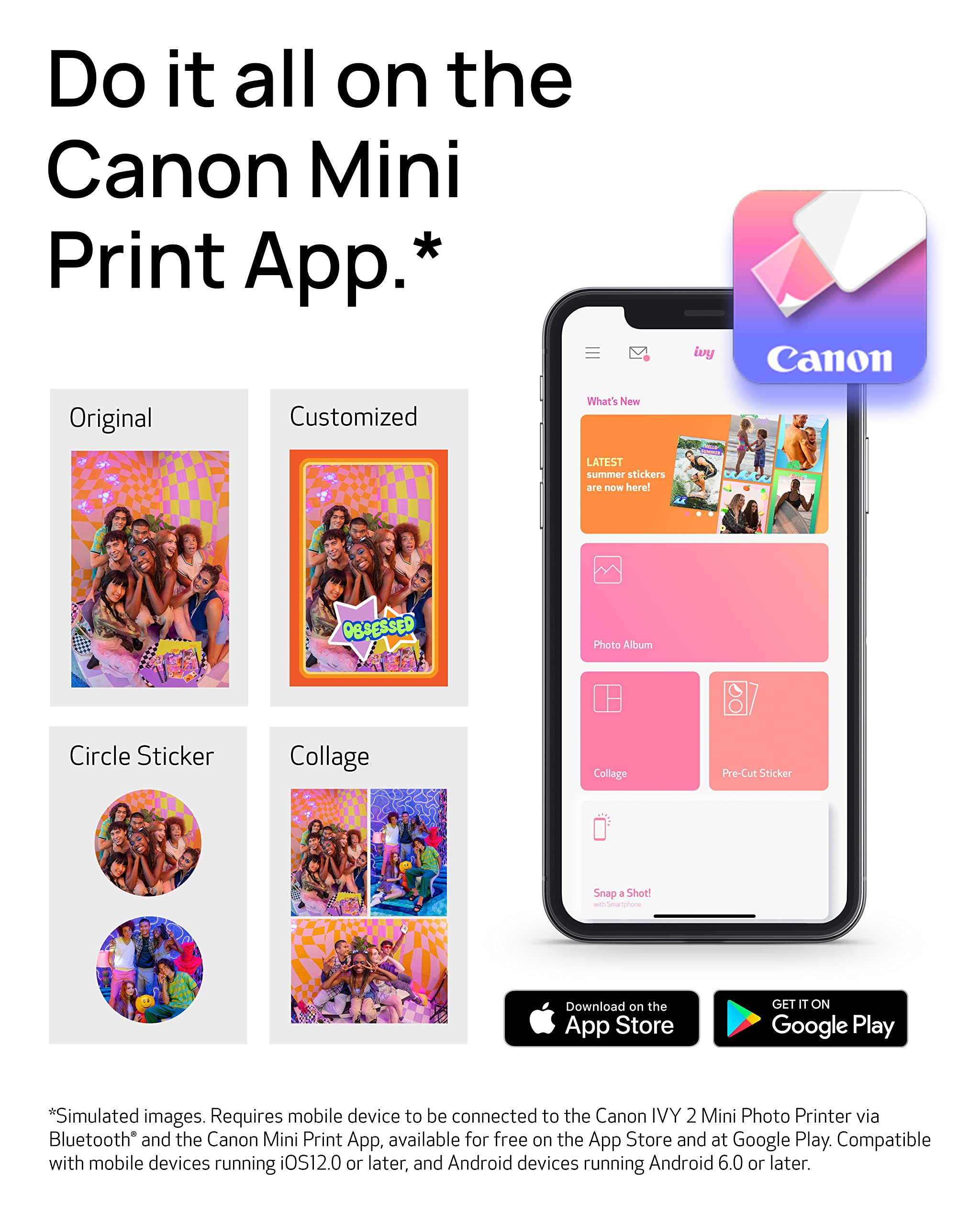 Canon IVY Mini Photo Printer for Smartphones (Rose Gold) - Sticky-back prints, Pocket-size