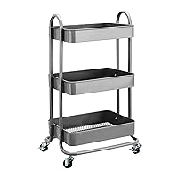 Amazon Basics 3-Tier Rolling Utility or Kitchen Cart - Charcoal
