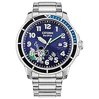 Citizen Men's Eco-Drive Disney Mickey Mouse Scuba Watch, Stainless Steel, Blue Dial, Luminous, 46mm (Model: AW1529-81W)