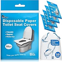 Disposable Toilet Seat Covers - 50 CT of XL Thick Flushable Toilet Seat Covers Disposable for Portable Travel Potty Public Restrooms Paper Toilet Seat Cover Kids Adult Toilet Cover