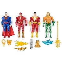 Action Figures 4-Pack, Superman, The Flash, Shazam!, Aquaman 4-inch Figures, Accessories, Superhero Kids Toys for Boys and Girls, Ages 3+