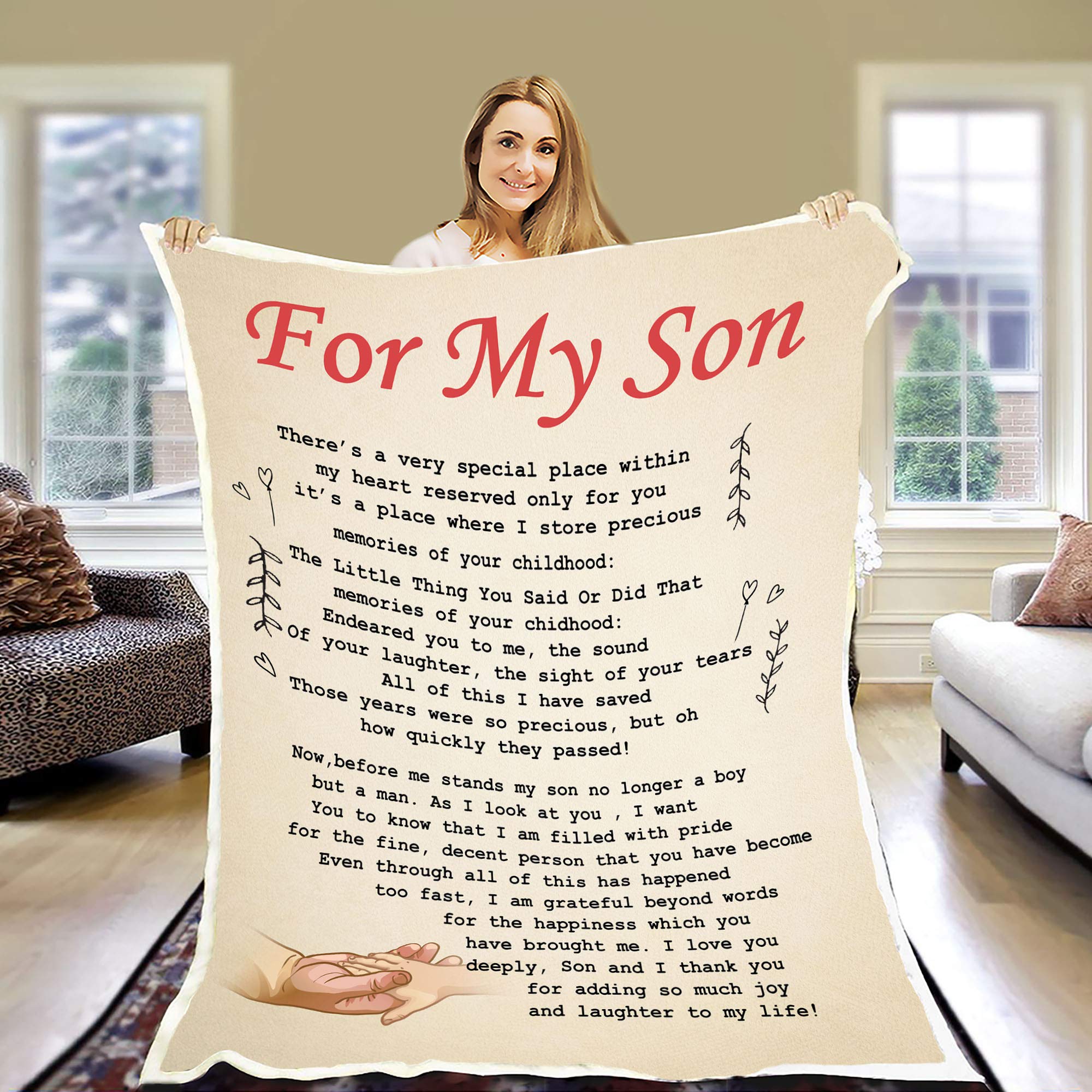 I Love You Deeply Son, and I Thank You, Premium Quality Blankets for Son with Quotes, Birthday, Son's Day Gift, Christmas Day, Children's D...