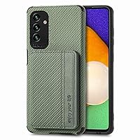 Fiber Texture Kickstand Phone Case for Samsung Galaxy S22 Ultra S21 Plus S20 FE Shockproof Back Cover with Magnetic Removable Wallet(Green,S22)