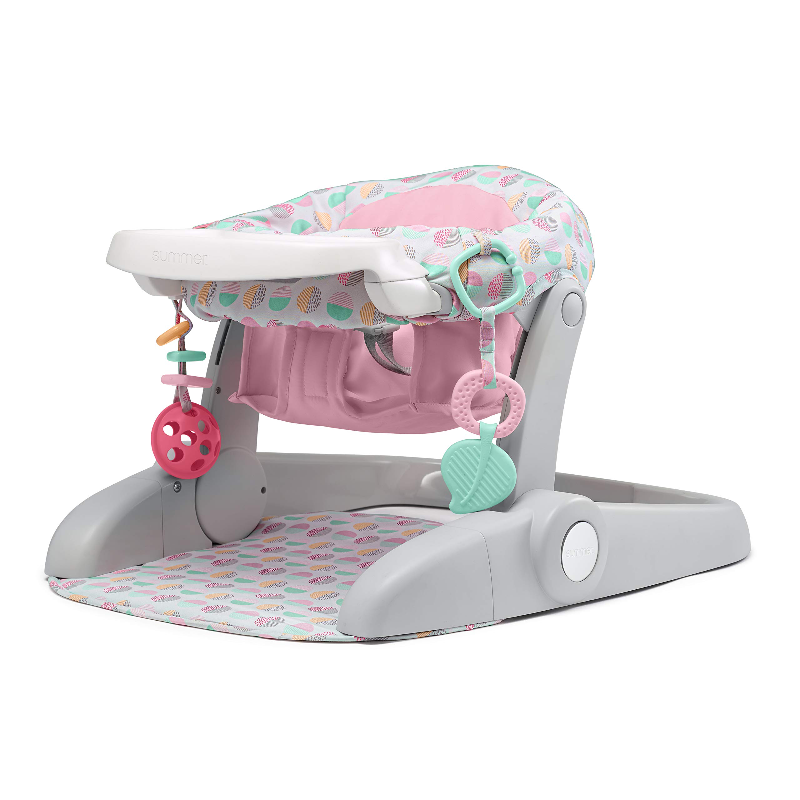 Summer Learn-to-Sit Stages 3-Position Floor Seat, Sweet-and-Sour Pink – Sit Baby Up to See The World – Activity Seat is Adjustable – Includes Toys and Tray