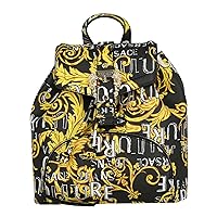Versace Jeans COUTURE WOMEN'S BLACK BACKPACK WITH BAROQUE LOGO PRINT AND ICONIC BUCKLE 74VA4BF8ZS597