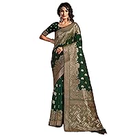 Indian Banarasi Silk Saree Blouse Muslim women Sari Traditional Party 1651