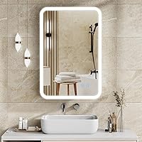 Lighted Medicine Cabinet White Aluminium Profiles Wall Mounted Bathroom Medicine Cabinet or Recessed Mirror Cabinet with Tri-Colour Light, Infinitely Variable Light, Defogging Function 24”x16“