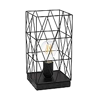 Simple Designs LT1073-BLK Geometric Square Metal Table Lamp, Black