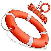28-inch Boat Safety Throw Ring, Life Rings for Boats with Water Floating Lifesaving Rope 98.4FT, Boat Life Preserver Ring Buoy with Reflective Strip