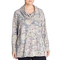 Womens Gray Stretch Textured Printed Long Sleeve Cowl Neck Top Plus 3X
