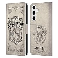 Head Case Designs Officially Licensed Harry Potter Slytherin Parchment Sorcerer's Stone I Leather Book Wallet Case Cover Compatible with Samsung Galaxy S24+ 5G