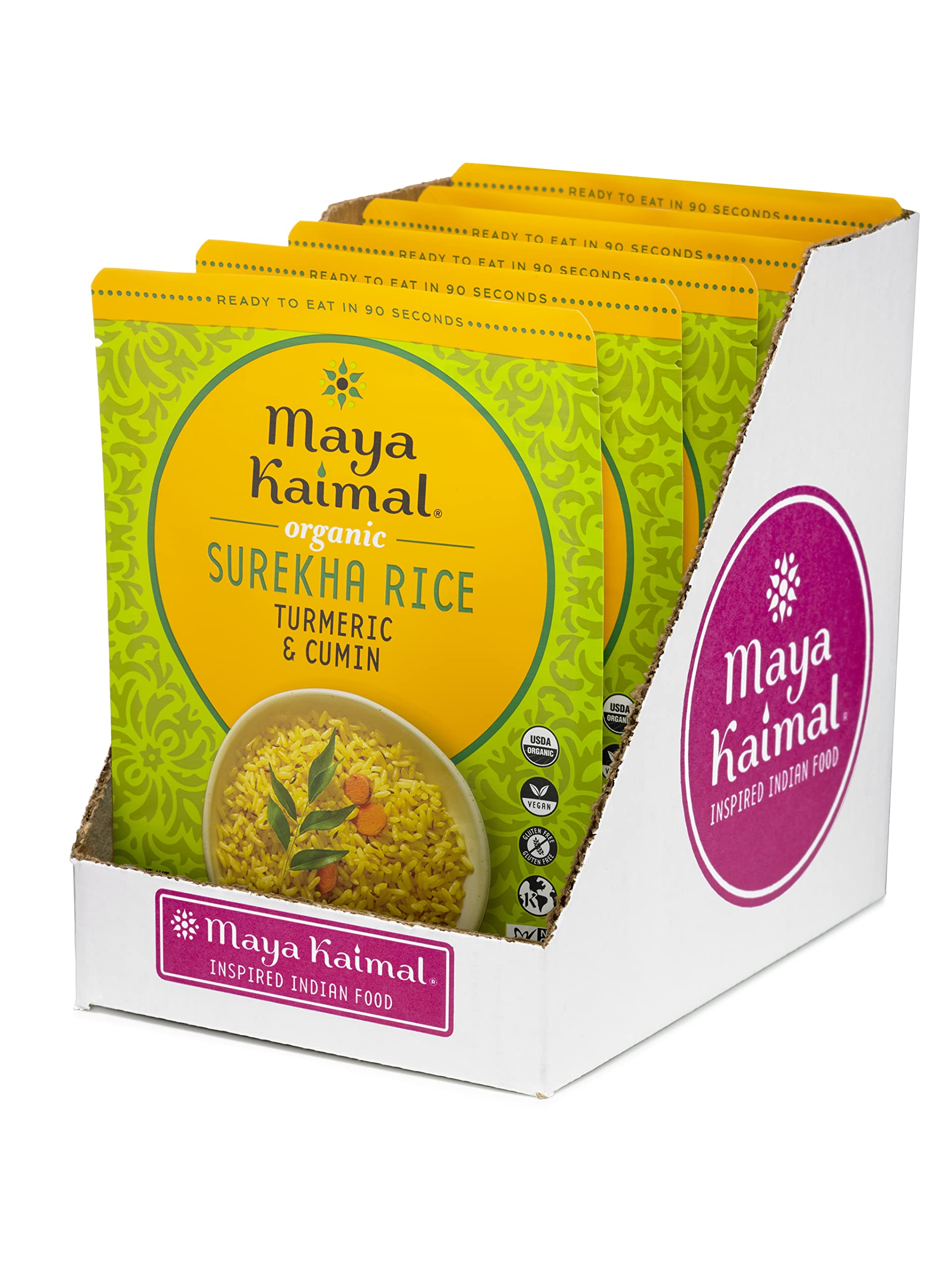Maya Kaimal Foods - Organic Indian Everyday Rice - Turmeric and Cumin Surekha - 10oz - Pack of 6