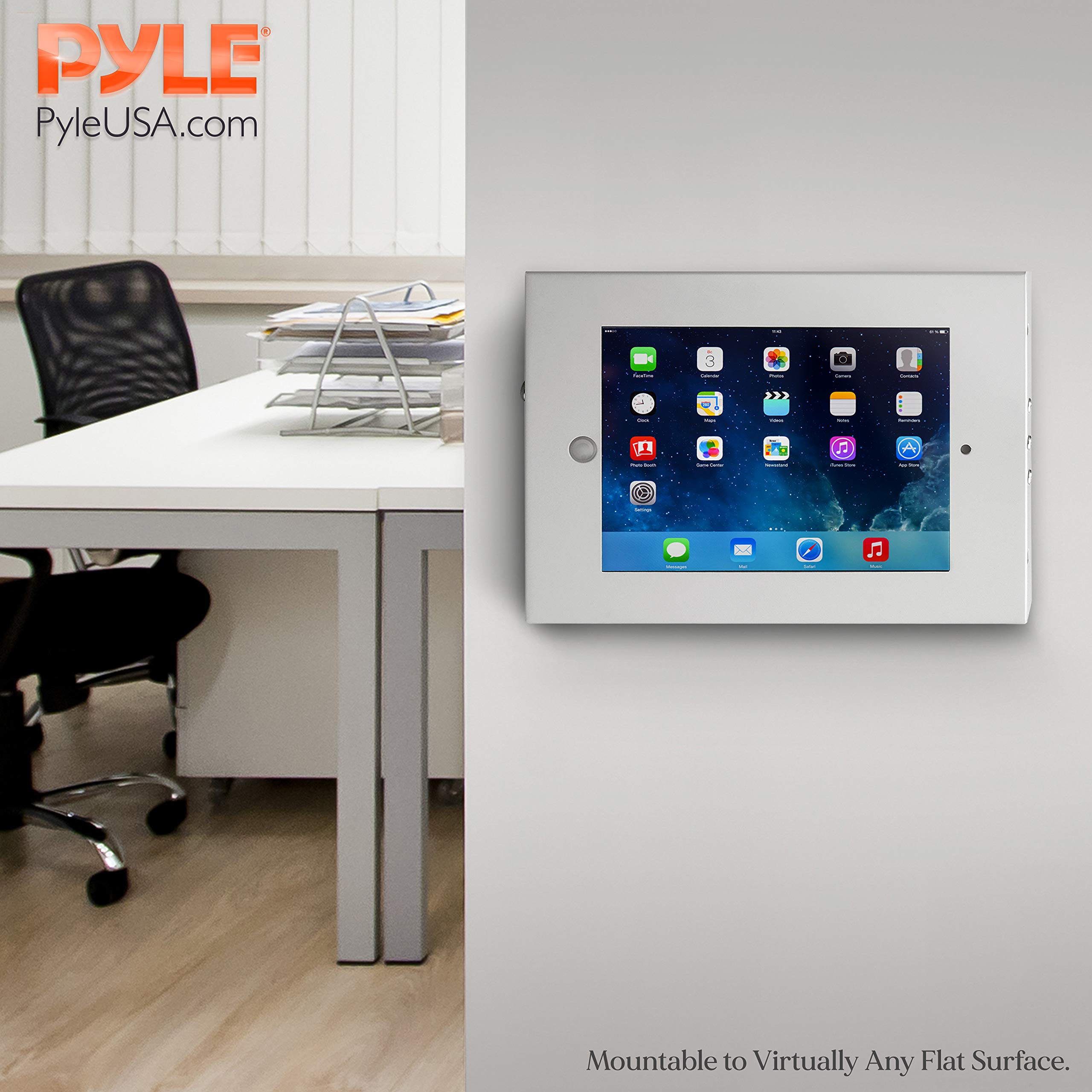 Pyle Anti-Theft Tablet Security Case Holder - 11 Inch Metal Heavy Duty Vesa Wall Mount Tablet Kiosk w/Lock and Key, Landscape/Portrait Mounting, for iPad 2, 3, 4, Air, Air 2 Tablets - PSPADLKW08W