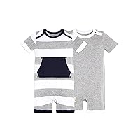 Baby Boys Short Sleeve Rompers, 100% Organic Cotton One-piece Coverall and Layette Set