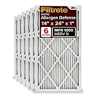 14x24x1 AC Furnace Air Filter, MERV 11, MPR 1000, Micro Allergen Defense, 3-Month Pleated 1-Inch Electrostatic Air Cleaning Filter, 6 Pack (Actual Size 13.81x23.81x0.81 in)