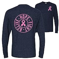 Believe Hope Fight Breast Cancer Awareness Graphic Front & Back Mens Long Sleeves