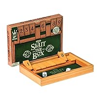 Schylling Shut the Box - Family Game of Strategy and Chance - Includes Collectible Wooden Game Box, Felt Bottom, Rounded Dice, and Detailed Instructions - Ages 6 and Up