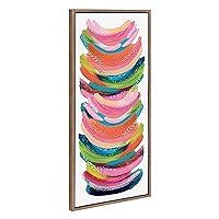 Kate and Laurel Sylvie Bright Abstract Framed Canvas Wall Art by Jessi Raulet of Ettavee, 18x40 Gold, Modern Colorful Brushstrokes Art for Wall