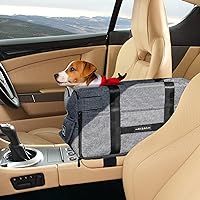 Console Dog Car Seat for Small Dogs Cats Pet Supplies Portable Car Armrest Bag Convenient for Disassembly and Cleaning Included Safety Tethers Perfect Car Seat for Pup Cats Grey