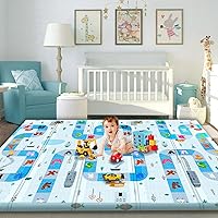 Gimars XL 0.6 inch Thicker Reversible Foldable Baby Play Mat, Waterproof Foam Floor Baby Crawling Mat, Portable Baby Playmat for Infants, Toddler, Kids, Indoor Outdoor Use (79 x71x0.6 inch)