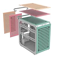 Cooler Master QUBE 500 Flatpack Macaron Small High Airflow Mid-Tower ATX Customizable Gaming PC Case, Tempered Glass, Vertical GPU Mount, USB-C, Carrying Handle, Gem Mini (Q500-DGNN-S00)