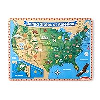 USA Map Sound Puzzle - Wooden Puzzle With Sound Effects (40 pcs), Multicolor - States And Capitals Map Puzzle, Educational Toy, Geography For Kids Ages 5+