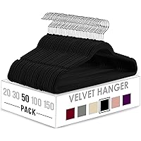 Velvet Hangers 50 Pack - Non-Slip Clothes Hangers - Black Hangers - Suit Hangers with 360 Degree Rotatable Hook - Heavy Duty Coat Hangers - Pants Hangers