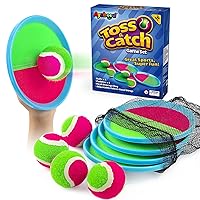 Ayeboovi Toss and Catch Ball Set Beach Toys Pool Toys Outdoor Games Outdoor Toys Yard Games Easter Toys Gifts for Kids Ball and Catch Game with 4 Paddles and 4 Balls [Upgraded Version]