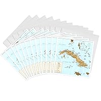 3dRose Greeting Cards, 6 x 6 Inches, Pack of 12, Print of Map of Cuba (gc_205044_2)