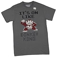 Hybrid Nintendo Men's It's On Like Donkey Kong NES Classic Graphics T-Shirt (Large), Gray