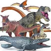 6 Pack Big Dinosaur Toys Set,Realistic-Looking Dino T-Rex Carnotaurus,Blue Velociraptor, Mosasaurus Toy for Boys Girls Children Kids Toddler 3-12 Years Old,Brithsay