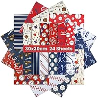 24 Sheets Double-Sided Baseball Pattern Paper, 12 x 12'' Sports Themed Scrapbook Paper Red Blue Decorative Craft Paper for Card Making Journal Supplies Background Photo Album Decor