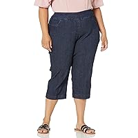 SLIM-SATION Women's Plus Size Wide Band Pull-on Straight Capri with Tummy Control