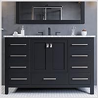 Eviva Modern Bathroom Vanity with Sink - 42 Inch Vanity with Top - Solid Wood Vanity top with Sink - Soft-Closing Drawers - Exposed Feet - Pre-Sealed Marble Countertop - Espresso Finish