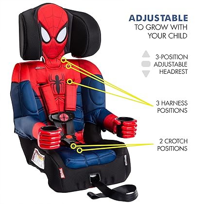 KidsEmbrace Marvel Spider-Man 2-in-1 Forward Facing Booster Car Seat, Red/Blue/Black