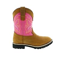 Itasca Girls Youth Pull-on Leather/Nylon Buckaroo Western Boot, pink, 1.0 Standard US Width US Little Kid