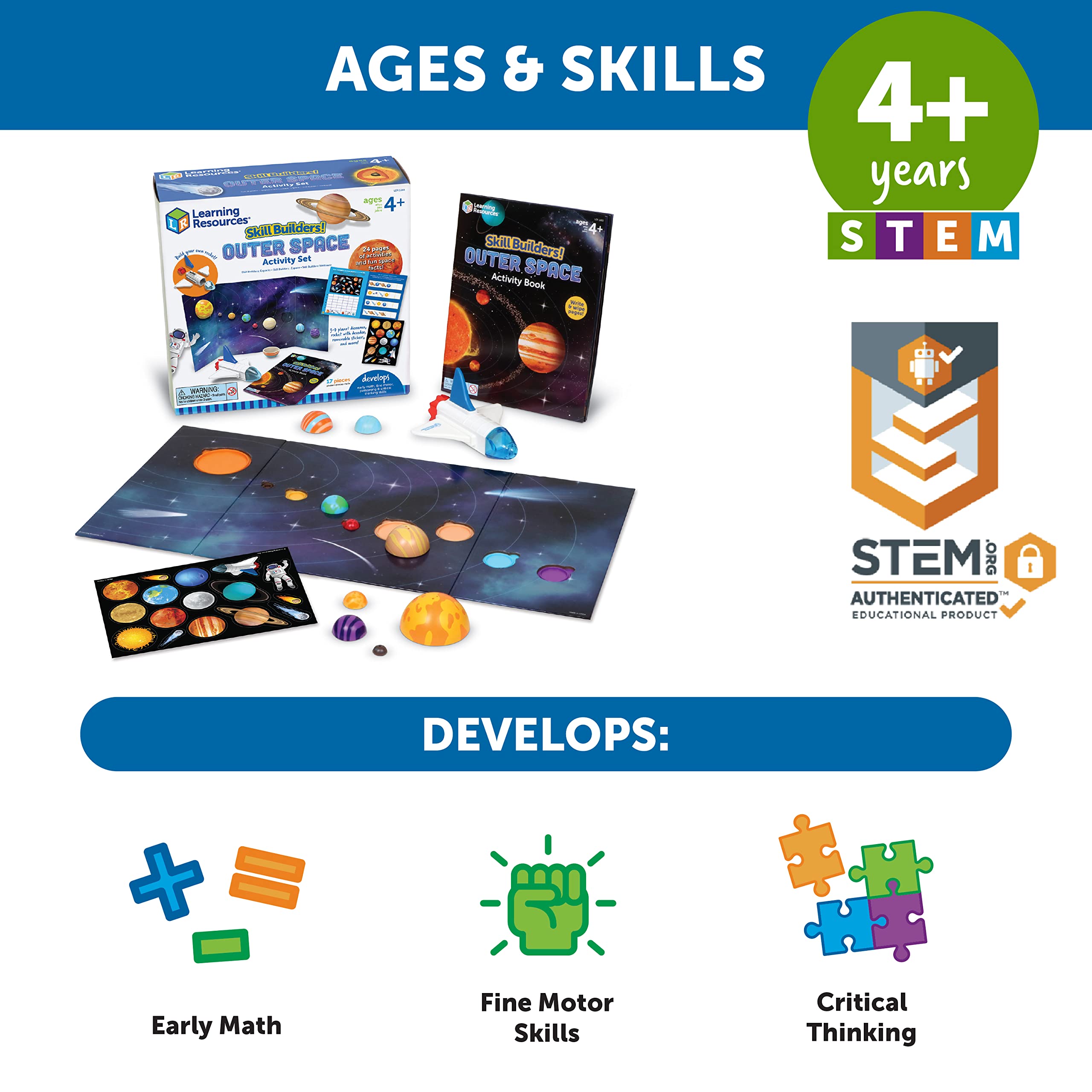 Learning Resources Skill Builders! Outer Space Activity Set,17 Pieces, Ages 4+, Preschool Learning Activities, Preschool Science, Preschool Activity Book,STEM Toys,Science Toys for Toddlers