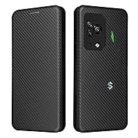 ZORSOME for Xiaomi Black Shark 5 Pro Flip Case,Carbon Fiber PU + TPU Hybrid Case Shockproof Wallet Case Cover with Strap,Kickstand,Stand Wallet Case for Xiaomi Black Shark 5 Pro,Black