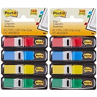 Post-it Flags, 35/Dispenser, 4 Dispensers/Pack, 47 in Wide, Assorted Primary Colors (683-4) (Pack of 2)