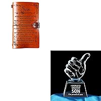 PRSTENLY Gifts for Son Leather Journal Gifts for Son Crystal Keepsakes