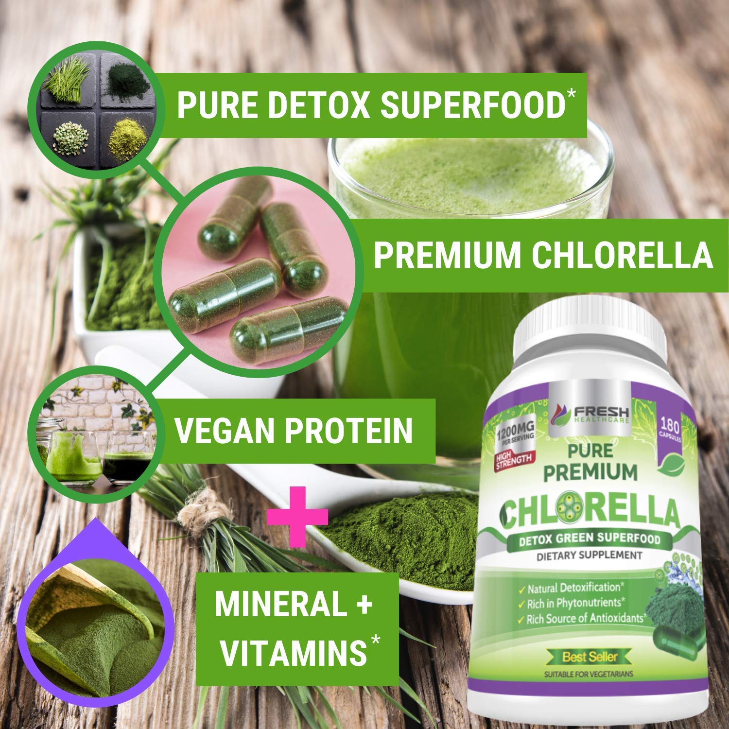 FRESH HEALTHCARE Chlorella and Moringa Green Superfood - Bundle