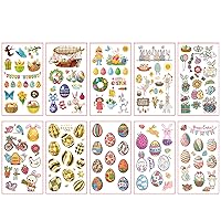 10 Sheets Lovely Cartoon Easter Body Stickers Kids Waterproof Temporary Children for Surprise Easter Egg Fillers Stickers Aesthetic for Teens Aesthetic Pastel for Water Bottles Kids Classroom