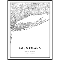 Long Island Map Print, New York Road Map Print, Queens NY USA, Modern Wall Art, Street Map Artwork 11x14