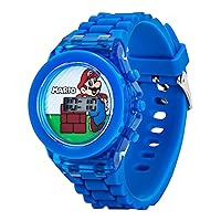 Accutime Nintendo Super Mario Kids' Flashing LCD Digital Watch - LED Lightshow - Vibrant Blue Band, Easy-to-Read Display, Perfect Gift for Children